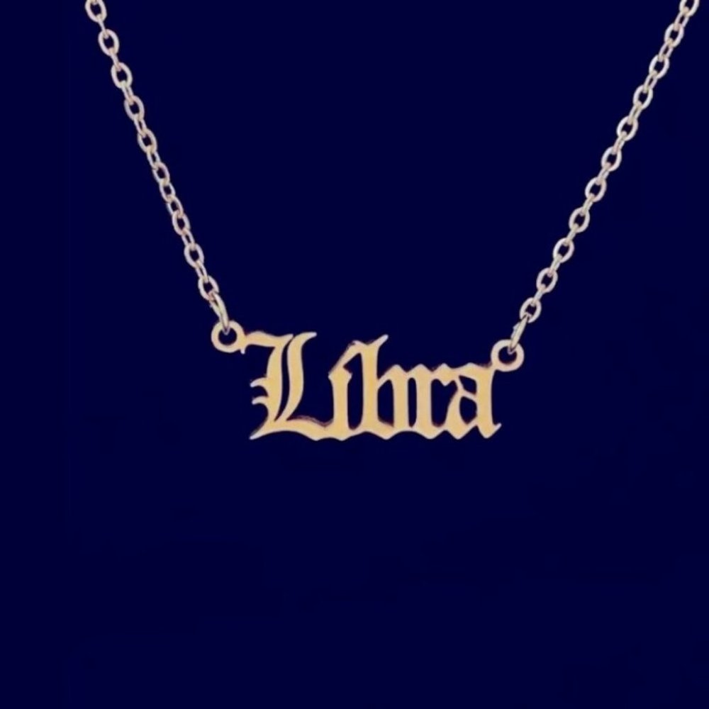 12 Astrological Letter Pendants Gold Necklace 925 - Picture 1 of 13